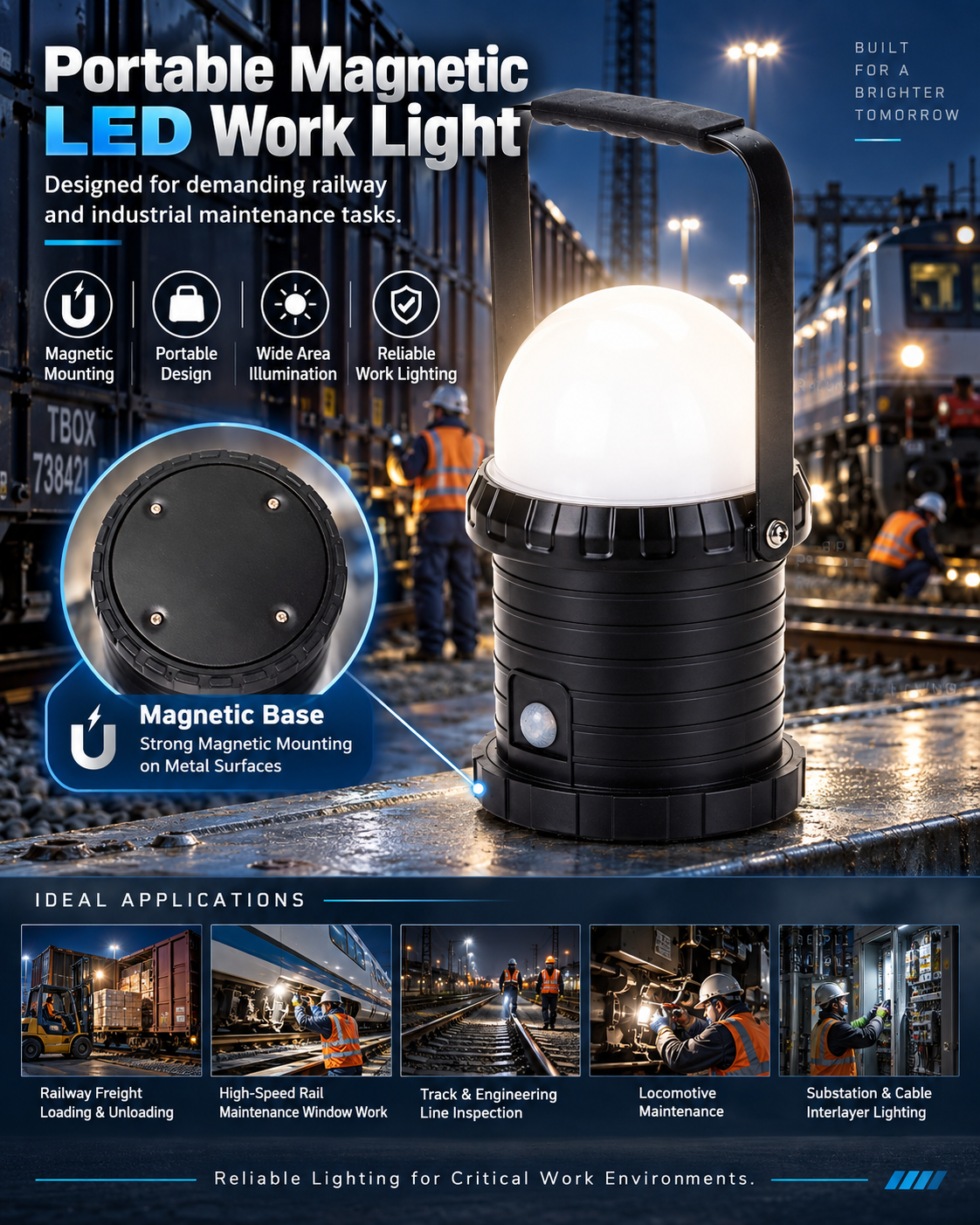 LED Portable Work Light SR-146 | Railway Loading Unloading, Rail Maintenance | IP65 Waterproof 12W
